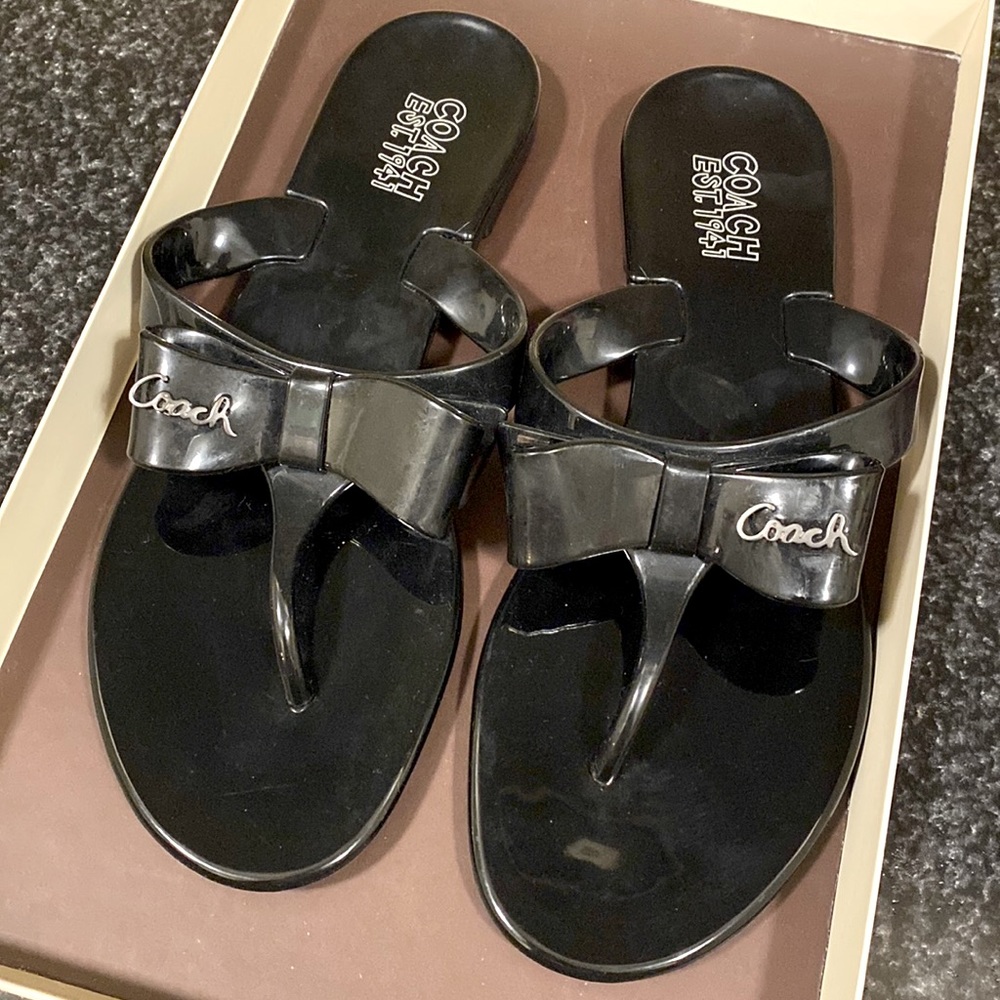 COACH “Poppy Collection” plastic sandals with darling bow at each toe.  Sz 37